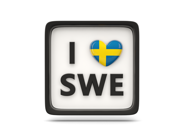 Сердце с кодом ISO. Скачать флаг. Швеция