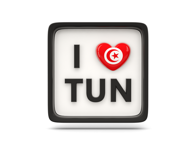 Heart with ISO code. Download flag icon of Tunisia at PNG format