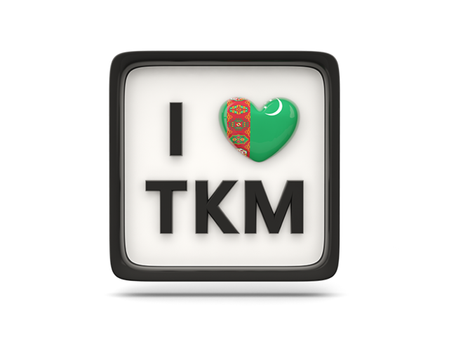 Heart with ISO code. Download flag icon of Turkmenistan at PNG format
