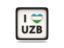 Uzbekistan. Heart with ISO code. Download icon.