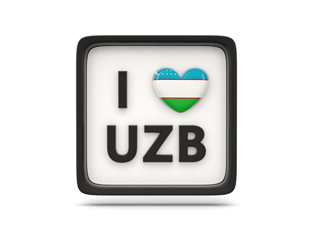 Heart with ISO code. Download flag icon of Uzbekistan at PNG format