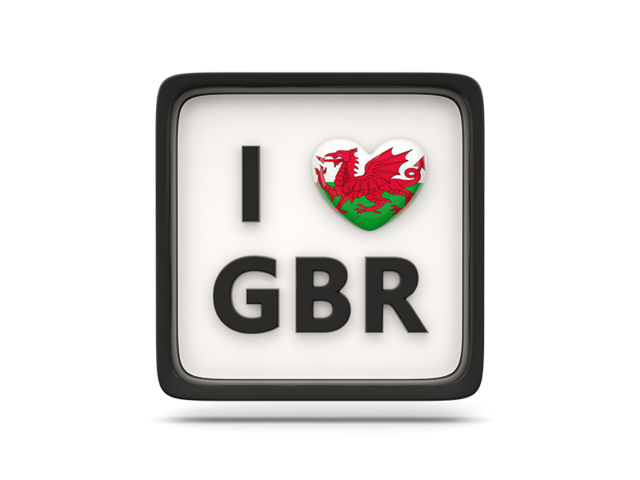 Heart with ISO code. Download flag icon of Wales at PNG format