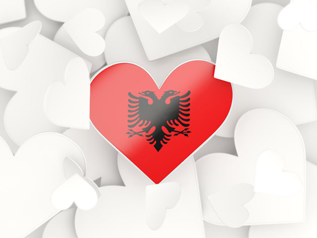 Hearts background. Download flag icon of Albania at PNG format