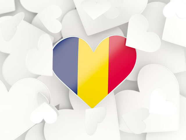Hearts background. Download flag icon of Chad at PNG format
