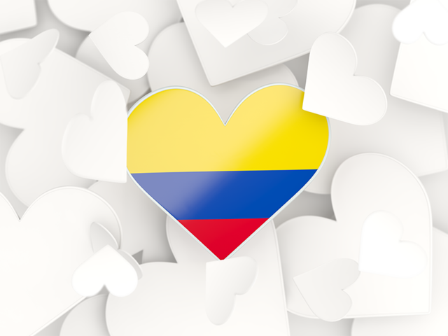 Фон из сердечек. Скачать флаг. Колумбия