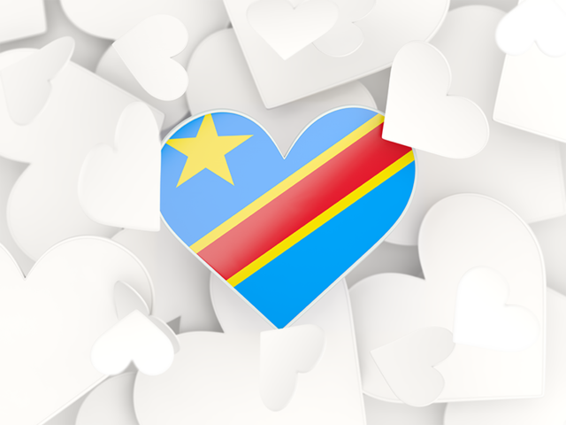 Фон из сердечек. Скачать флаг. Демократическая Республика Конго