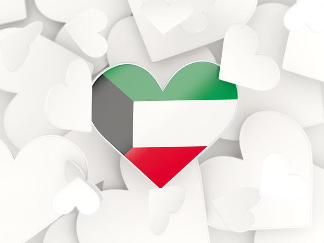 Hearts background. Download flag icon of Kuwait at PNG format