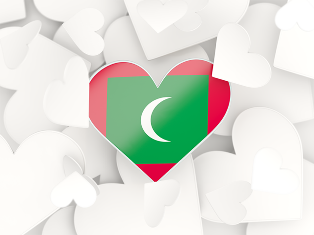 Фон из сердечек. Скачать флаг. Мальдивы