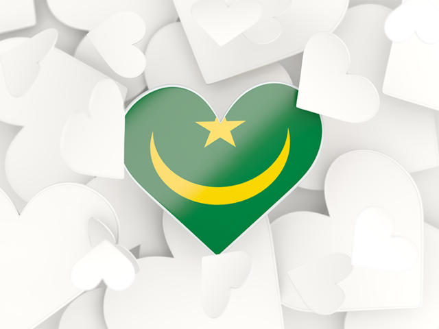 Hearts background. Download flag icon of Mauritania at PNG format