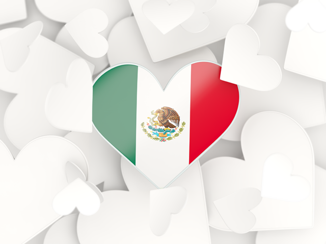 Фон из сердечек. Скачать флаг. Мексика
