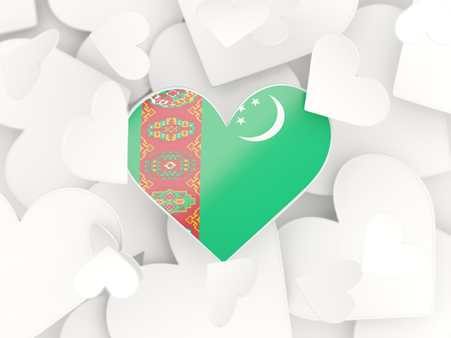 Hearts background. Download flag icon of Turkmenistan at PNG format