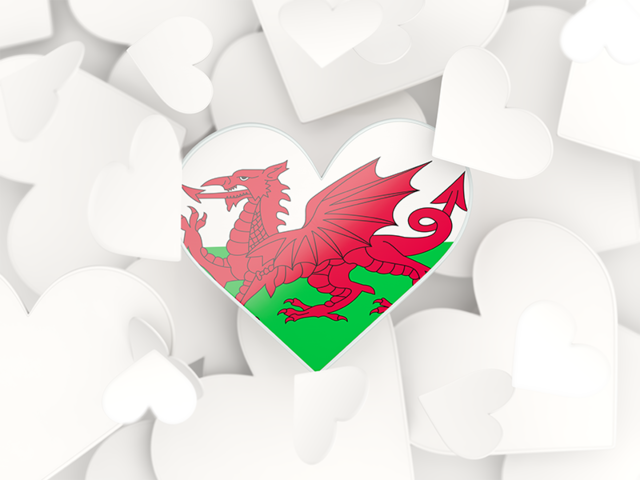 Hearts background. Download flag icon of Wales at PNG format