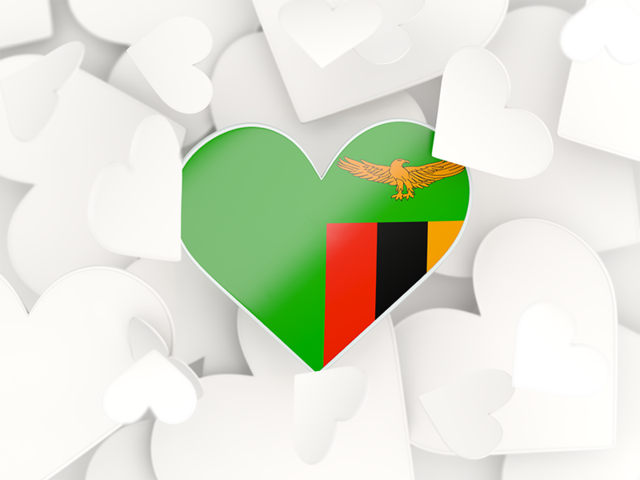 Фон из сердечек. Скачать флаг. Замбия