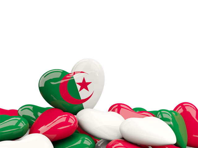 Heart with border. Download flag icon of Algeria at PNG format