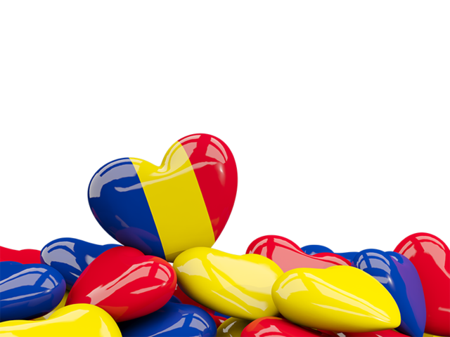 Heart with border. Download flag icon of Romania at PNG format