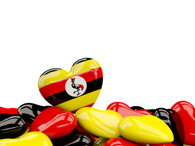 Heart with border. Download flag icon of Uganda at PNG format