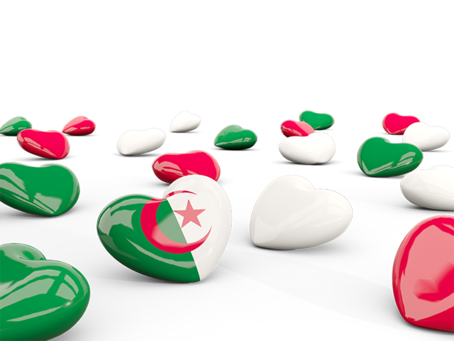 Hearts with flag. Download flag icon of Algeria at PNG format
