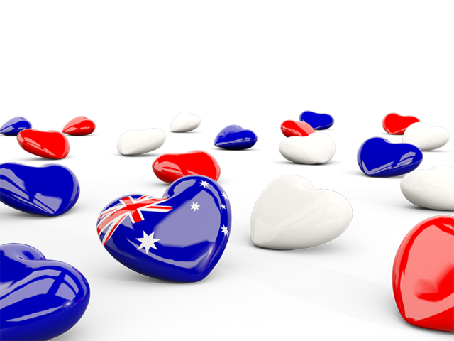 Hearts with flag. Download flag icon of Australia at PNG format
