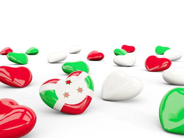 Hearts with flag. Download flag icon of Burundi at PNG format