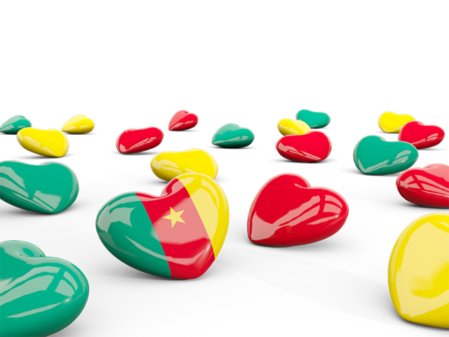 Hearts with flag. Download flag icon of Cameroon at PNG format