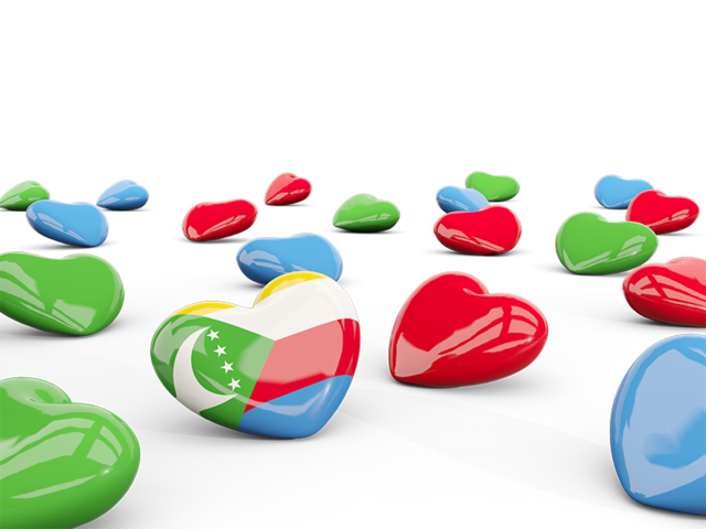 Hearts with flag. Download flag icon of Comoros at PNG format