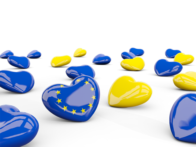 Hearts with flag. Download flag icon of European Union at PNG format