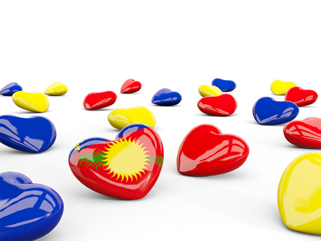 Hearts with flag. Download flag icon of Guadeloupe at PNG format