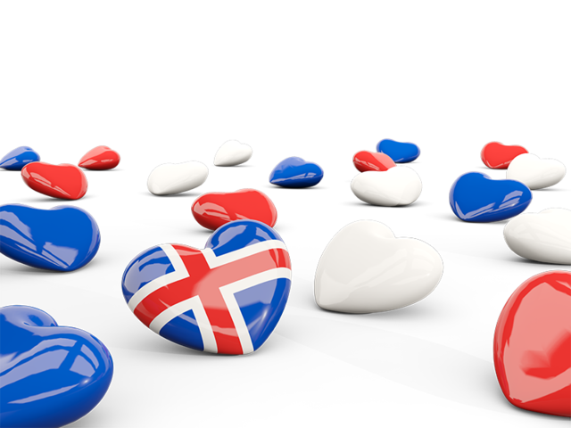 Hearts with flag. Download flag icon of Iceland at PNG format