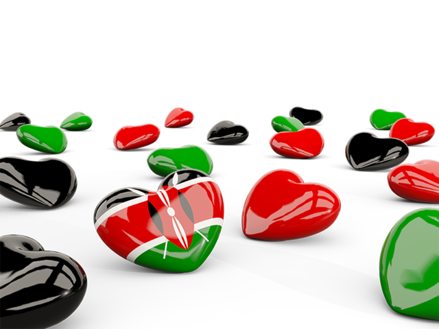 Hearts with flag. Download flag icon of Kenya at PNG format