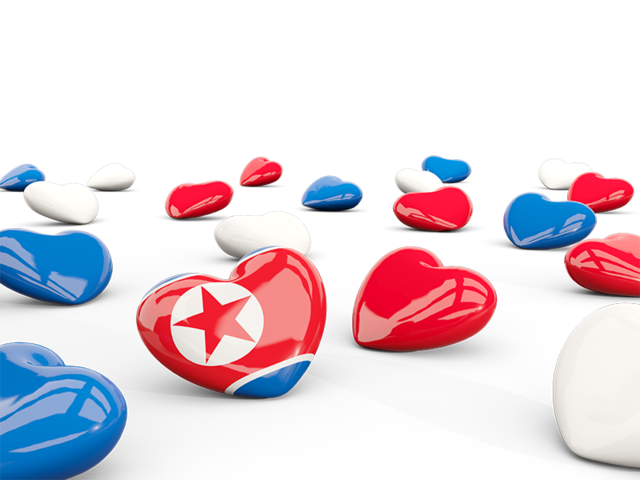 Hearts with flag. Download flag icon of North Korea at PNG format