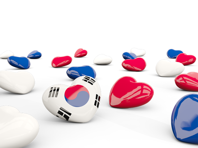 Hearts with flag. Download flag icon of South Korea at PNG format