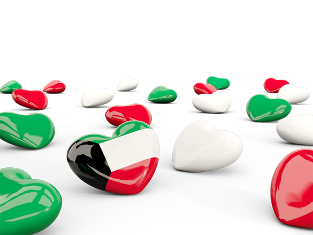 Hearts with flag. Download flag icon of Kuwait at PNG format