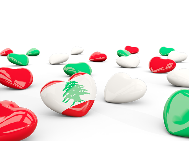 Hearts with flag. Download flag icon of Lebanon at PNG format