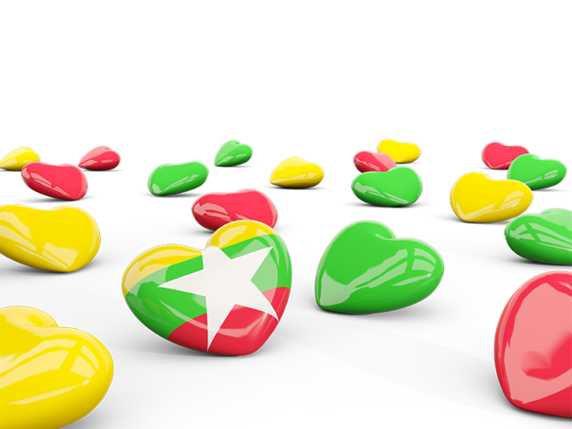 Hearts with flag. Download flag icon of Myanmar at PNG format