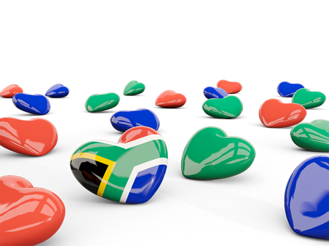 Hearts with flag. Download flag icon of South Africa at PNG format