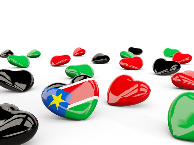 Hearts with flag. Download flag icon of South Sudan at PNG format