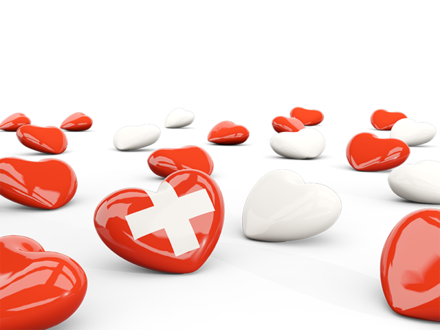 Hearts with flag. Download flag icon of Switzerland at PNG format