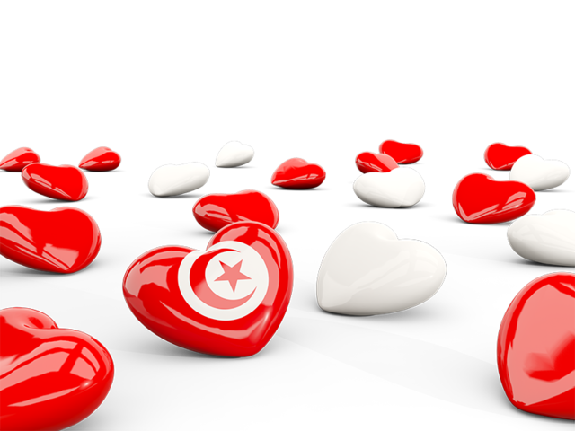 Hearts with flag. Download flag icon of Tunisia at PNG format