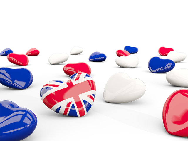 Hearts with flag. Download flag icon of United Kingdom at PNG format