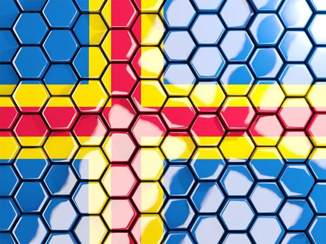 Hexagon mosaic background. Download flag icon of Aland Islands at PNG format