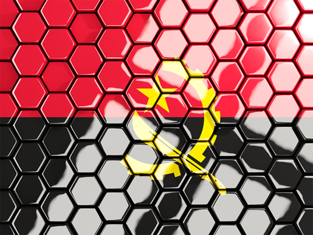 Hexagon mosaic background. Download flag icon of Angola at PNG format