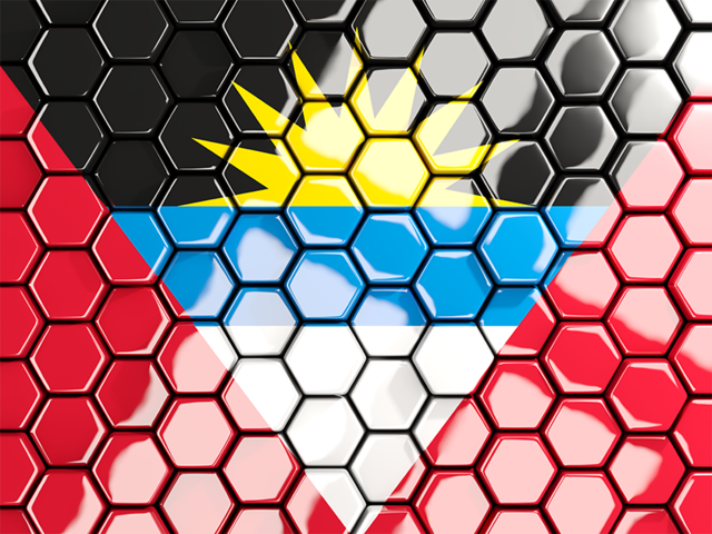 Hexagon mosaic background. Download flag icon of Antigua and Barbuda at PNG format