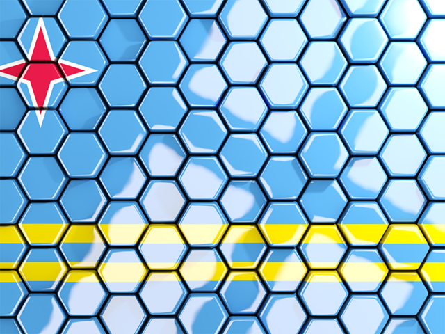 Hexagon mosaic background. Download flag icon of Aruba at PNG format