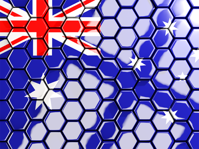 Hexagon mosaic background. Download flag icon of Australia at PNG format