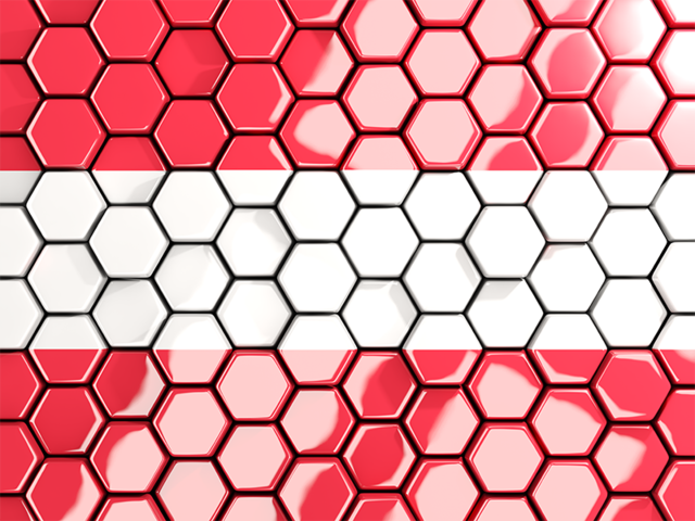 Hexagon mosaic background. Download flag icon of Austria at PNG format