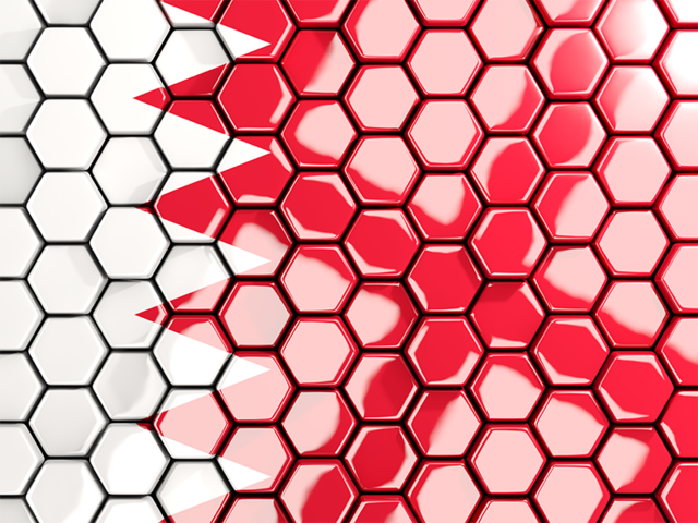 Hexagon mosaic background. Download flag icon of Bahrain at PNG format