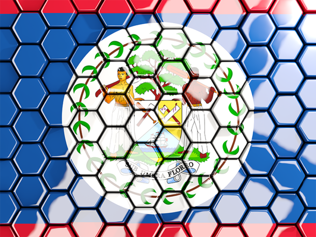 Hexagon mosaic background. Download flag icon of Belize at PNG format