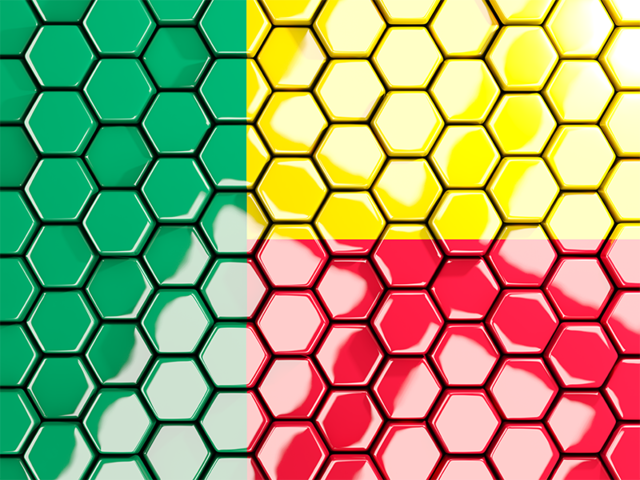 Hexagon mosaic background. Download flag icon of Benin at PNG format