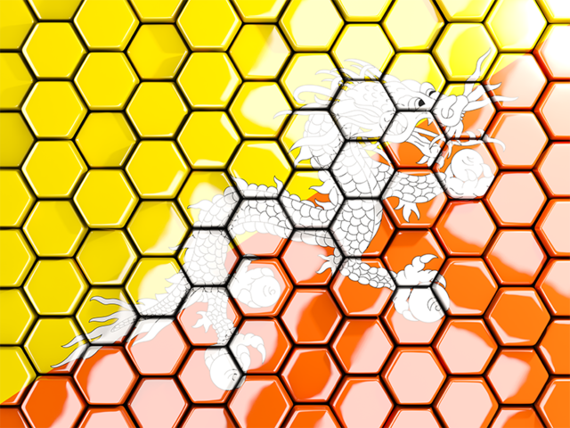 Hexagon mosaic background. Download flag icon of Bhutan at PNG format