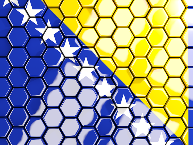Hexagon mosaic background. Download flag icon of Bosnia and Herzegovina at PNG format